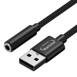 마하링크 USB A to 3.5mm 4극 스테레오 변환젠더 사운드카드 ML-UAUX2