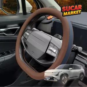 카줌 EV5 전용 투톤 쌍D컷 가죽 사각라운드 핸들커버 K-01