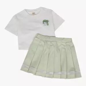 [롯데백화점]치크 언발 크롭티 + 플리츠 치마 세트 CKRT2544G