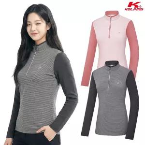 콜핑 2144TK540W 절개 약기모 스트라이프 패턴 여자 겨울 긴팔 집업 티셔츠