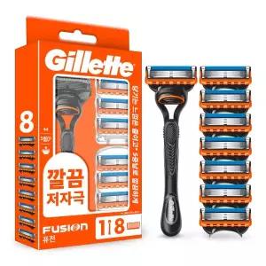 질레트 퓨전 매뉴얼 핸들+면도날 8입