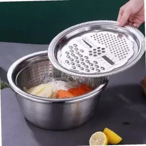 스테인리스 샐러드볼 채반 채칼 다용도 조리용 믹싱볼