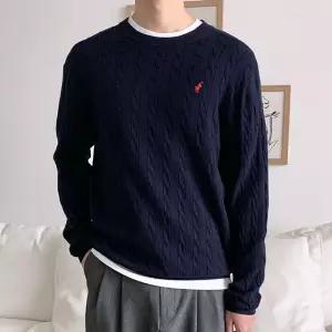 맨살착용가능 고함량 비스코스 꽈배기 니트 로고 남녀공용 하객룩 커플 남자 남성 얇은 니트