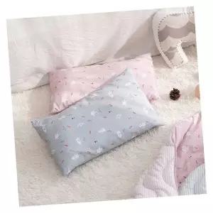 아기 베개커버 토끼 당근 패턴 면 소재 침구 베개솜 포함 핑크 그레이