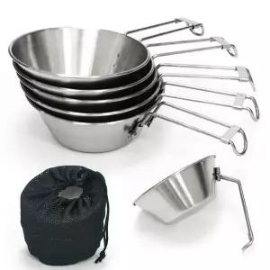 [키친아트] 캠핑 등산 접이식 컵세트 스텐304 시에라컵 5P 세트