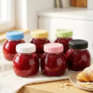 [헥사] 에코링 플라스틱 뚜껑 유리병 53mm IS150 / 6P 잼병 소분 유리병