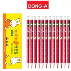 동아 미피 슬림 색연필 빨강 12개입 1타시험채점펜 컬러슬 술색연필 그림 채점용 빨간
