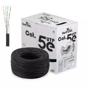 국산 동일전선 방수 옥외용 철심 UTP CAT5e 200M 랜케이블 블랙 박스 롤 단선 실외용 인터넷선 외부 통신선