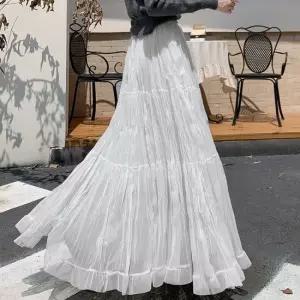 르네상스 쉬폰 프릴 캉캉 롱스커트_S4538