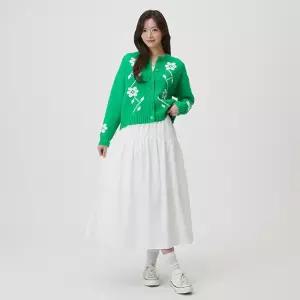 [플라스틱아일랜드][BEIGE]셔링 뒷밴딩 플레어 스커트 PR7WS163