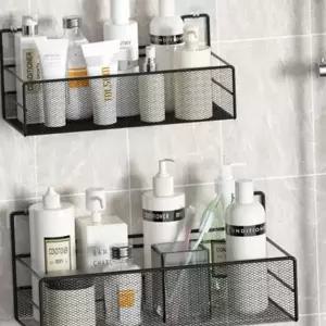 욕실정리선반 벽걸이 접착식 화장실 무타공 욕실 선반 수납 철제 다용도실 정리대 주방 메쉬