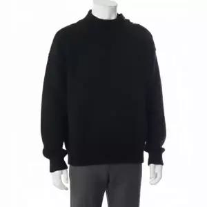 마가렛호웰 MHL 청키 버튼 넥 니트 스웨터 블랙 WHKN0139A24IHS