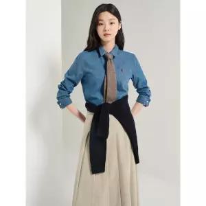 빈폴 BEANPOLE LADIES 기모 데님 레귤러핏 셔츠 - 네이비 247335