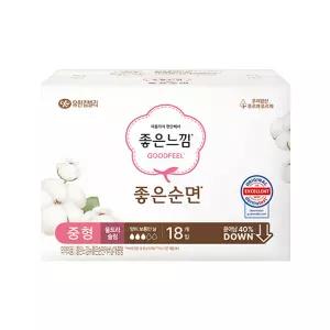 좋은느낌 좋은순면 울트라슬림 날개 중형 18개입 1팩 (총18개)