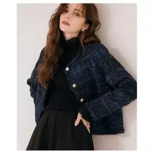 막스까르띠지오 [4차 리오더 완판 프리오더 예약배송] 골드 버튼 블루 트위드 자켓