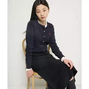 매장정품 빈폴 BEANPOLE LADIES [Essential] 코튼 슬림케이블 카디건 네이비 (BF615AE02R) BF615AE02R 6600