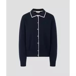 매장정품 빈폴 BEANPOLE LADIES 코튼 플레인 칼라 배색 카디건 네이비 (BF625AC11R) BF625AC11R 660134