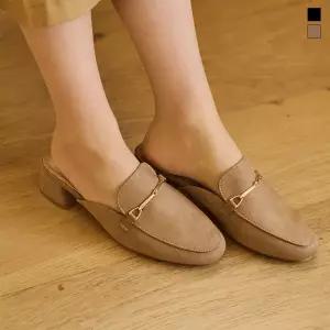 미르바네스슈즈 D링 스웨이드 통굽 블로퍼_5cm