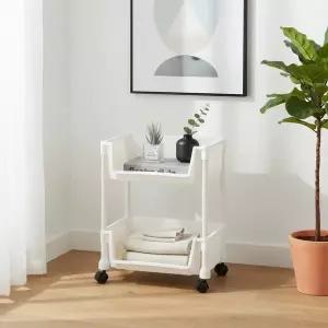 [리빙코아]이동식 트롤리 바구니 수납 트레이 선반 정리 화이트 2단