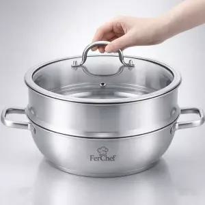 페르쉐프 인덕션가능 스테인리스 찜냄비 만두찜기 스팀냄비 대형찜기