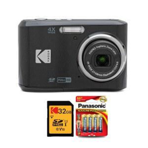 KODAK PIXPRO FZ45 디지털 카메라(블랙) 번들, (3개 포함 32GB 10 배터리 및 SDHC 클래스 UHS-I U1 품목) AA 알카라인 메모리 카드 고성능 (4팩)