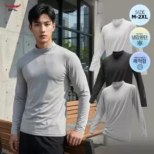 BFL 사계절 남녀공용 아이스쿨원단 반목폴라 레이어드 긴팔티셔츠 골프이너