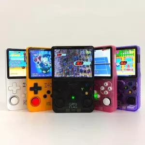 R36S 팩 내장 그린플래그 오락기 미니 휴대용 게임기 64G 한글 화이트