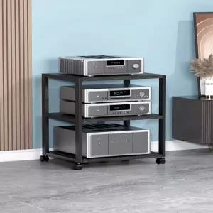 오디오 랙 블랙 프레임 엠프스탠드 캐비닛 네트워크 선반 보관함 소형수납