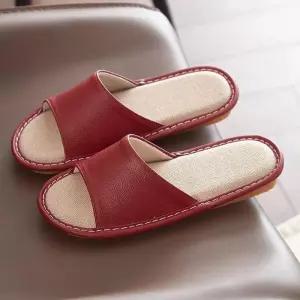 [라일리] Rly 린넨 남성 실내화 여성 가죽 사계절 슬리퍼 거실