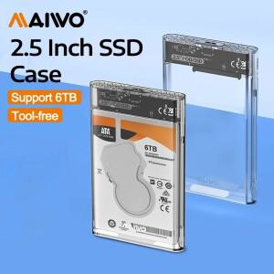 MAIWO HDD 케이스 2.5인치 외장 하드 드라이브 인클로저 SATA to USB 3.0 Type-C 툴리스 투명 SSD/HDD 디스