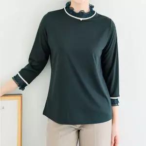 [쉬즈마담]T57510 진주 목걸이 배색 티블라우스 50대 엄마옷