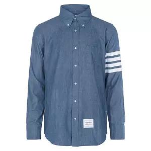 톰브라운 26SS 블루 사선 스트레이트 핏 샴브레이 셔츠 MWL272E 00111 450