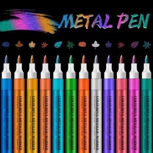 컬러 마커펜 12색 메탈릭 색상 사인펜 세트