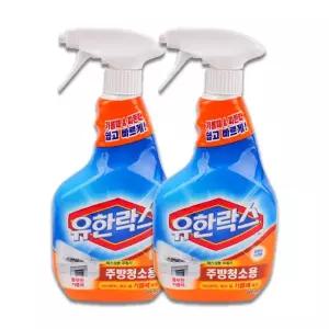 오븐청소 후드청소 타일기름때 찌든때제거 렌지기름 세정제 용기 세제 유한락스 주방청소용 600ml 2p