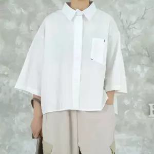 벅시루 여성 쟈드 포켓포인트 A라인 언발 면 긴팔 간절기 여자 카라넥 남방