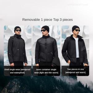SUPIELD 3 in 1 에어로젤 벨벳 아웃도어 재킷 남성용 소프트 쉘 방수 방풍 재킷 남성용 후드 코트 겨울용