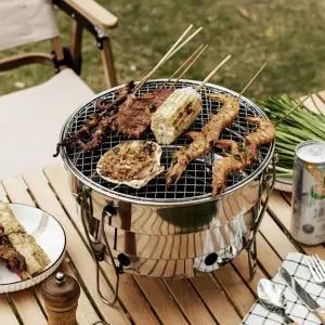 휴대용 원통형 접이식 화로대 스테인리스 바베큐 그릴 캠핑용품