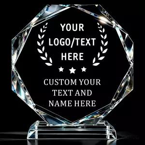 로고와 커스텀 텍스트가 포함된 개인 맞춤형 아크릴 및 크리스탈 트로피 기업 감사 퇴직 작별 인사 팀 성과