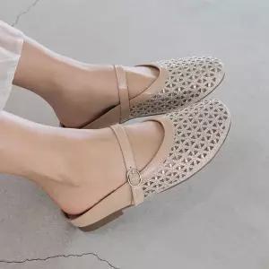 엘리드 시스루 큐빅 뮬 슬리퍼 3.5cm