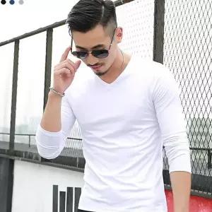 브이넥 티셔츠 데일리 레이어드 무지티 남성 브이넥 긴 팔 티 봄가을 이너웨어