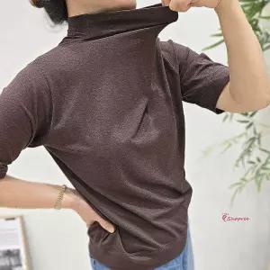 여성사이즈프리 면스판반목5부 5부티셔츠 여자 국산 반목티 면티 77까지 미시룩 기본 모달 부드러운 데일리