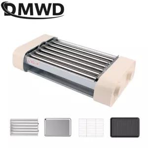 3in 다기능 그릴 전기 핫도그 6 막대 롤러 바베큐 기계 비 스틱 베이킹 트레이 철판 구이 소시지 메이커