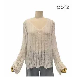 [롯데백화점]abfz V넥 긴팔 그물망 니트 APA2HW33D