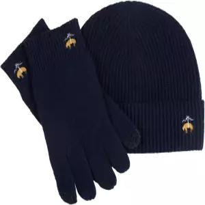 브룩스 브라더스 남성 울 캐시미어 골지 비니 터치스크린 호환 글러브 박스 선물 세트