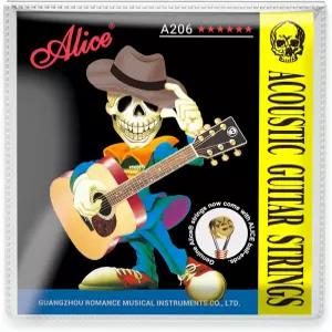 앨리스 어쿠스틱 기타 줄 세트 - 초보자를 위한 형광 청동 색상의 브릴리언트 스틸 구리 합금 1팩 A206