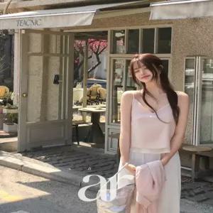 실키 새틴 슬리브리스 나시 블라우스 bs8740