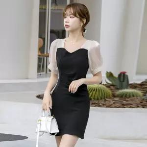 여성원피스 결혼식 하객룩 상견례 미니 반팔 편안한