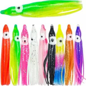 오징어 낚시 스커트 미끼 30/60개의 야광 문어 트롤링 부드러운 플라스틱 세트 5cm 다양한 색상의 저음