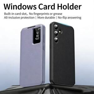 삼성 갤럭시 S26 울트라 케이스 정품 PU 가죽 카드 포켓 플립 스마트 디스플레이 투명 창 커버