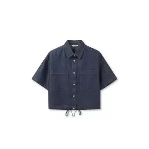 탑텐 여성 데님 오버핏 크롭 셔츠 반팔_MSG2WC2303 457053